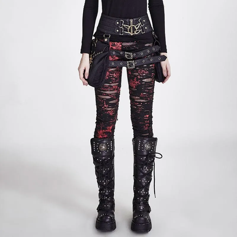 Punk zerrissene schwarze Gamaschen der Frauen