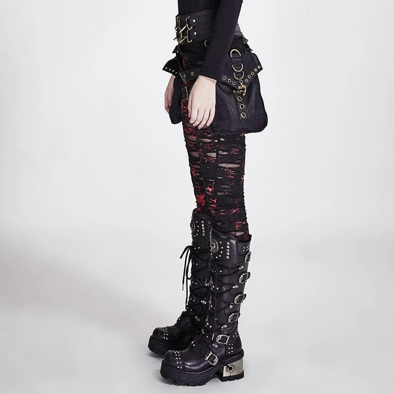 Punk zerrissene schwarze Gamaschen der Frauen