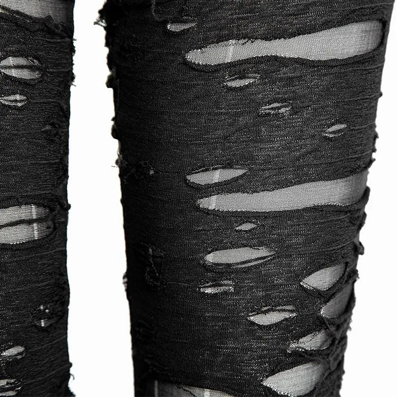Punk zerrissene schwarze Gamaschen der Frauen