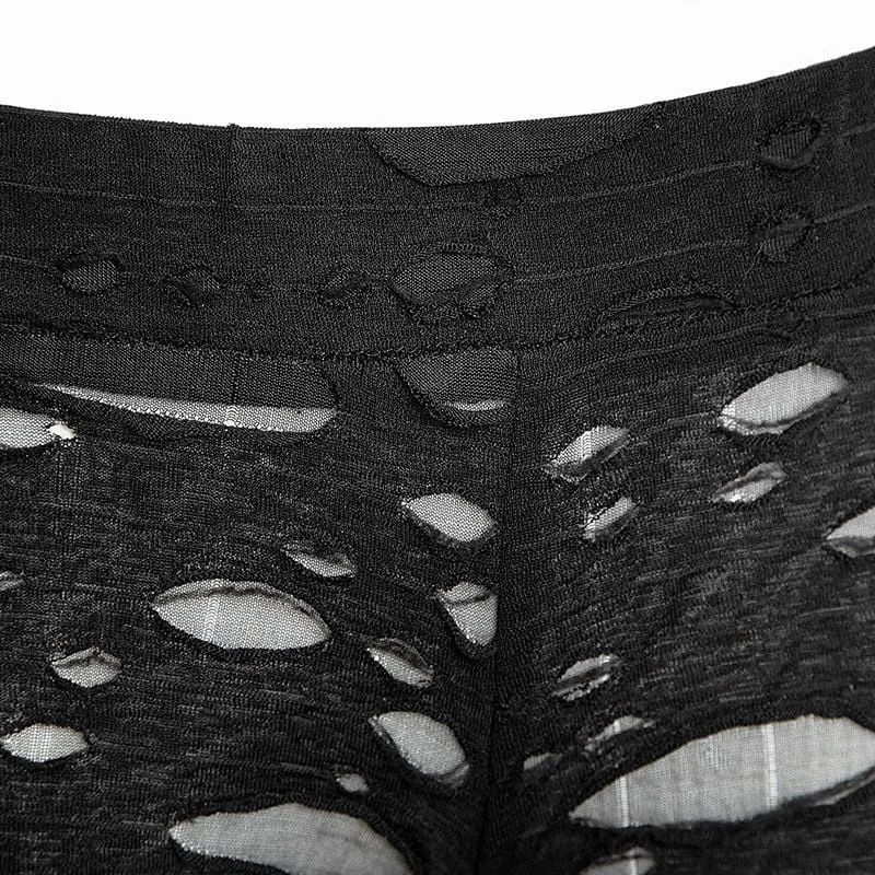 Punk zerrissene schwarze Gamaschen der Frauen