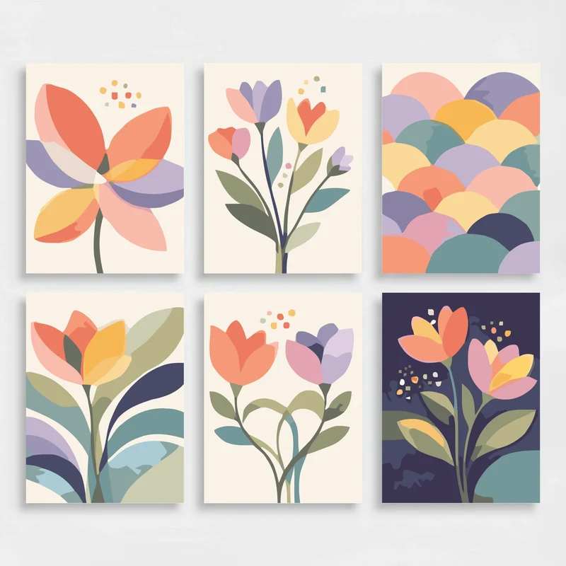 Abstract Flowers - Mini Paint by Numbers Set