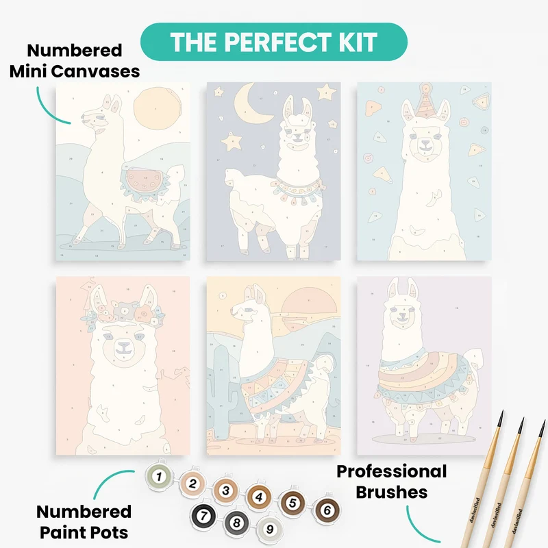 Llamas - Mini Paint by Numbers Set