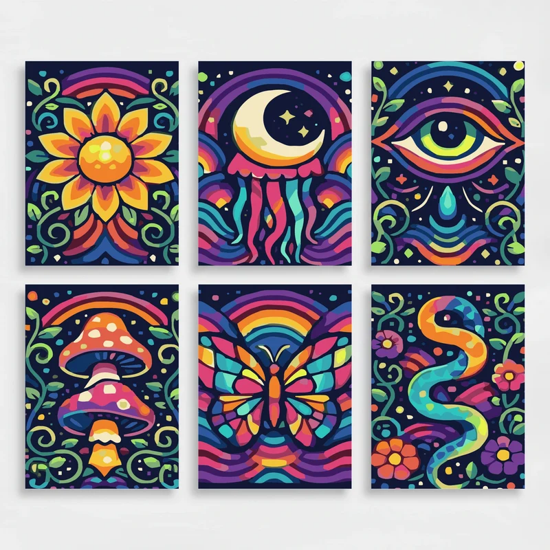 Psychedelic - Mini Paint by Numbers Set
