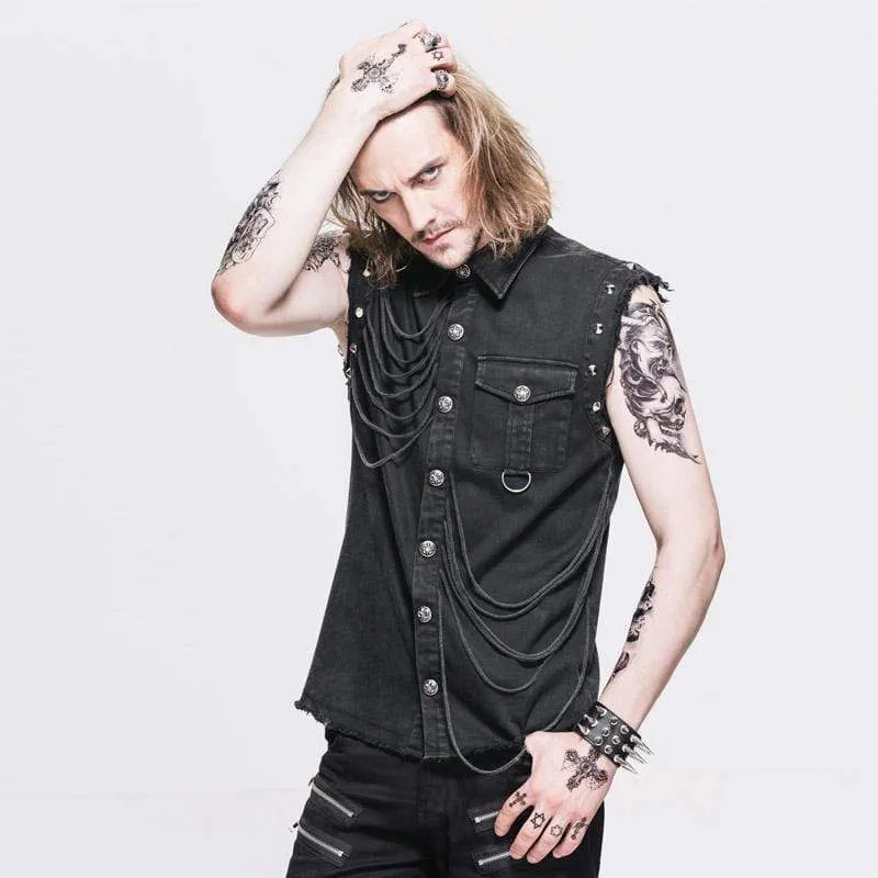 Ärmellose Punk-Weste für Herren im Used-Look
