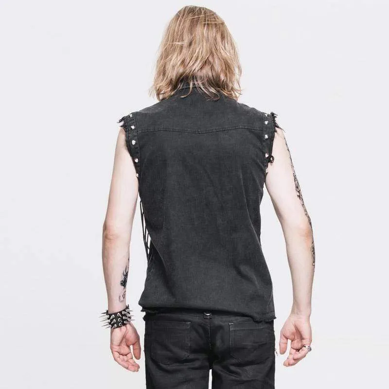 Ärmellose Punk-Weste für Herren im Used-Look