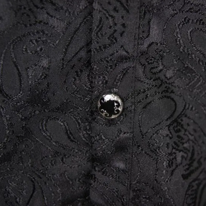 Herren Goth Style Self Design Shirt mit Jabot