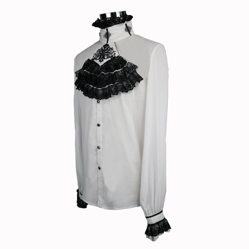 Herren Goth Dress Shirt mit Zier Jabot