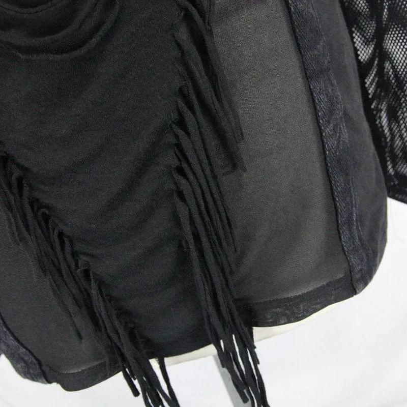 Herren Punk Mesh und Distressed Rip T Shirt