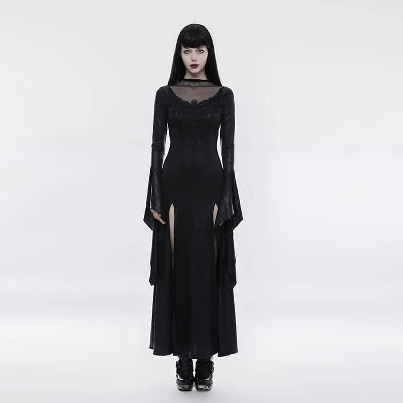 Frauen Gothic Pagode Ärmel offen Gabelstapler Wunderschönes High Cross Kleid