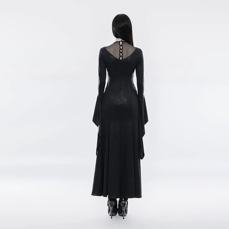 Frauen Gothic Pagode Ärmel offen Gabelstapler Wunderschönes High Cross Kleid