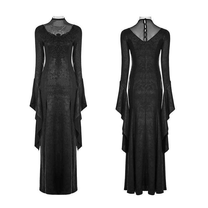 Frauen Gothic Pagode Ärmel offen Gabelstapler Wunderschönes High Cross Kleid
