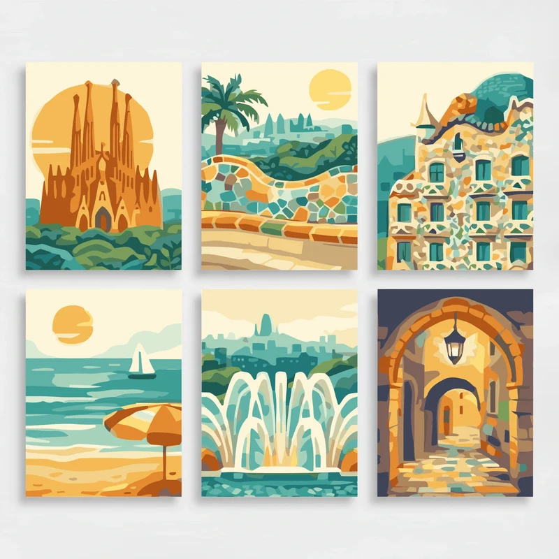 Barcelona - Mini Paint by Numbers Set