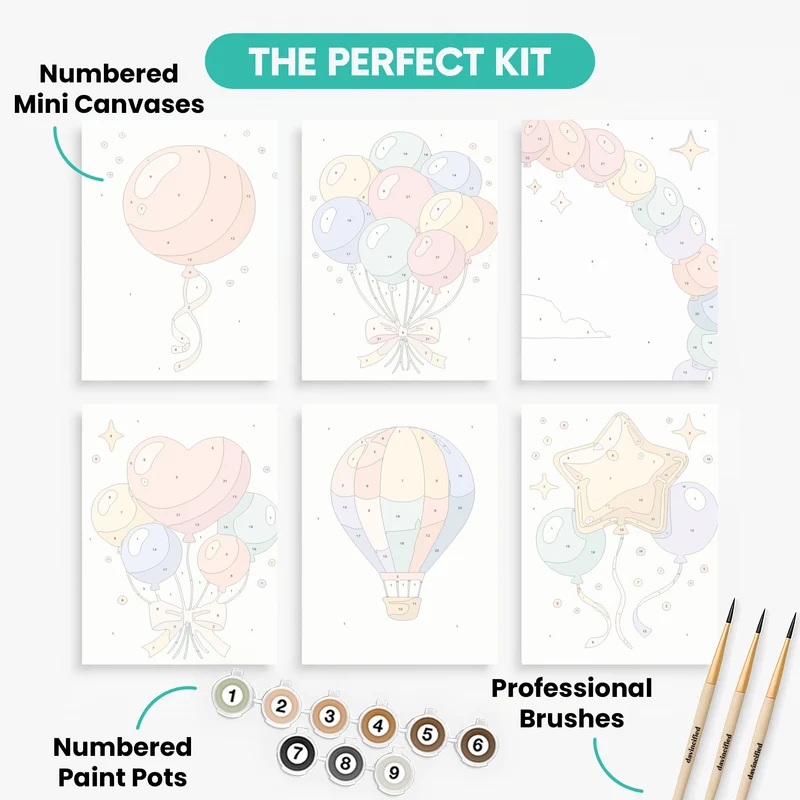 Whimsical Balloons - Mini Paint by Numbers Set