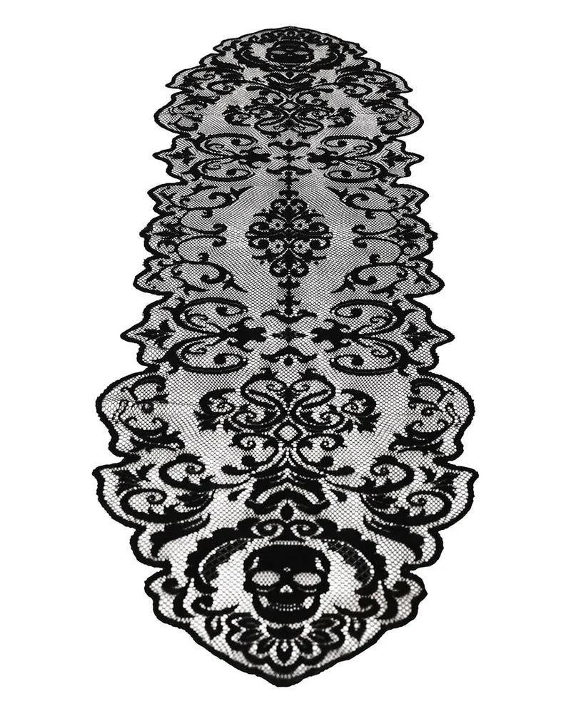 Gothic Skull mit Spitze Tischläufer 180cm