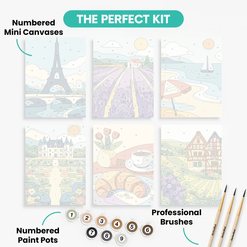 French Destinations - Mini Paint by Numbers Set