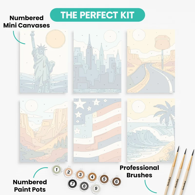 American Landmarks - Mini Paint by Numbers Set