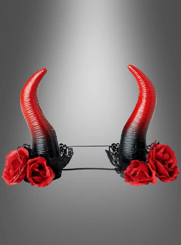 Teufelshörner rot mit Rosen