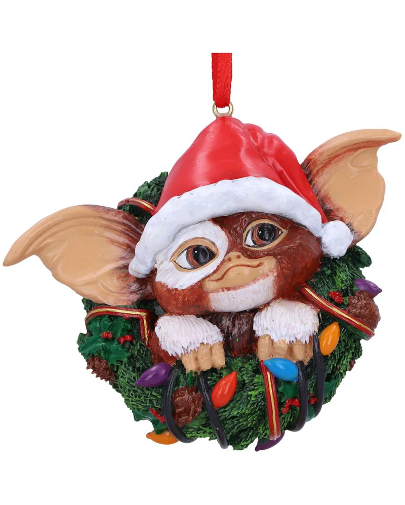 Gremlins Gizmo mit Kranz als Weihnachtskugel 10cm