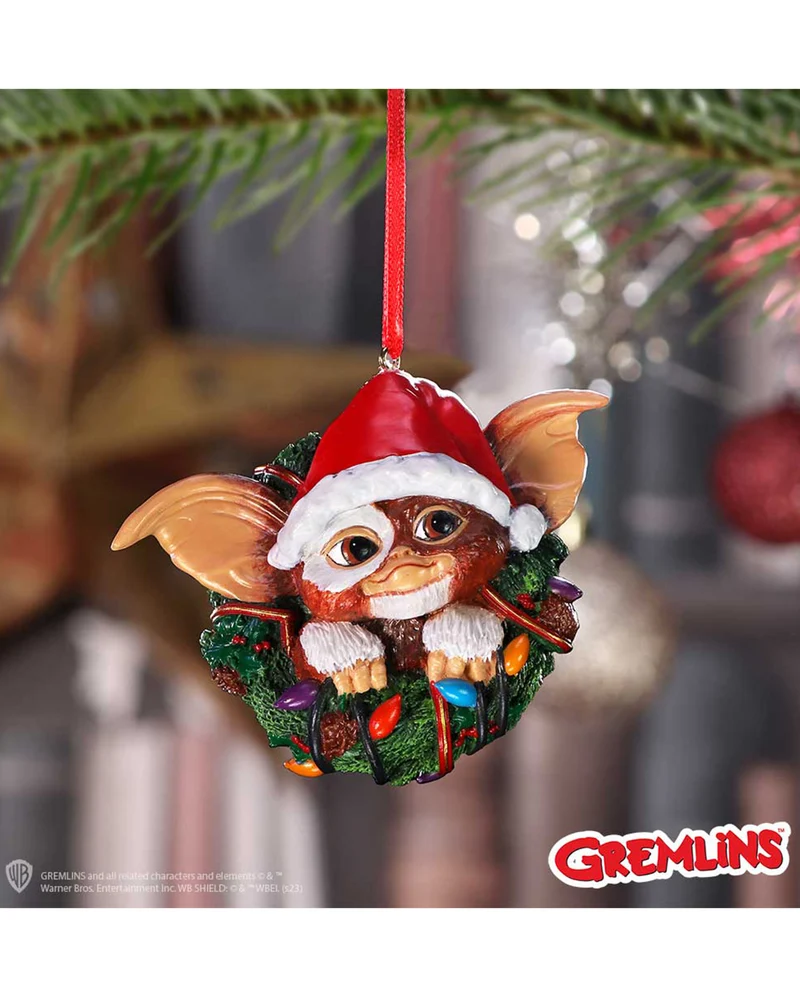 Gremlins Gizmo mit Kranz als Weihnachtskugel 10cm
