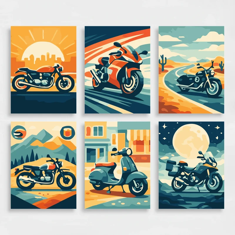Motorcycles - Mini Paint by Numbers Set