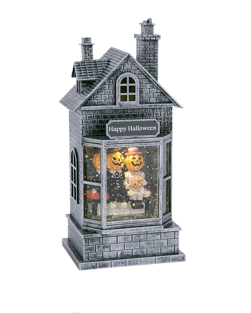 Leuchtendes Wasserhaus mit Pumpkin Paar 27cm