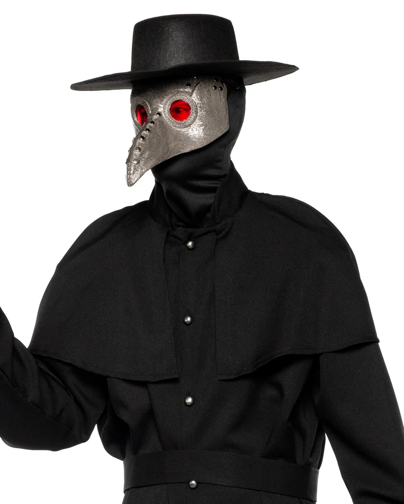 Schwarzes Pestdoktor Kostüm mit Maske & Hut
