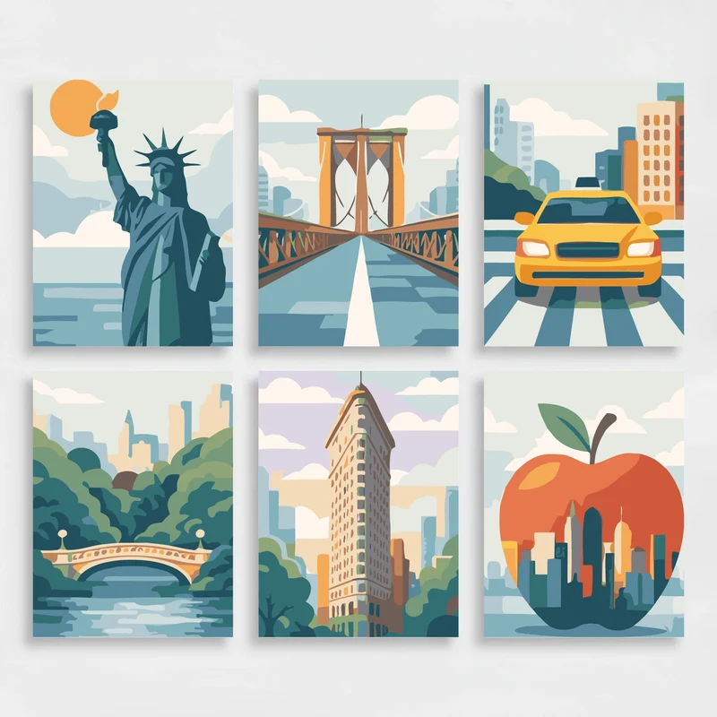 New York Icons - Mini Paint by Numbers Set