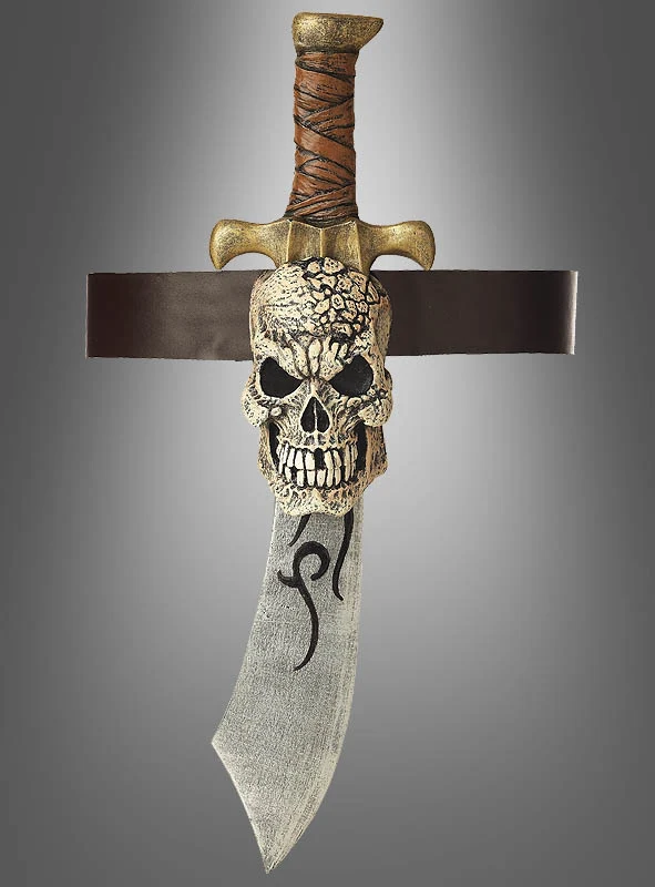 Säbel mit Totenkopf-Gürtel 52cm