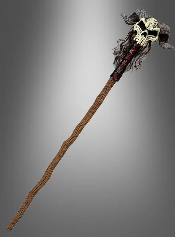 Hexenmeister Stab mit Hörnern 140 cm