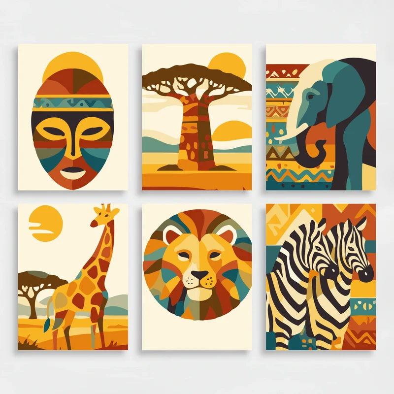 African Art - Mini Paint by Numbers Set