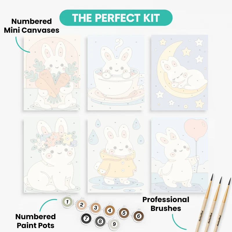 Bunnies - Mini Paint by Numbers Set