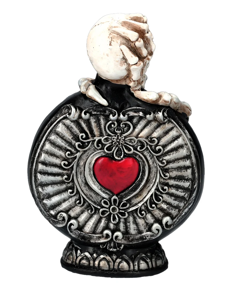 Verzierte Giftflasche mit Totenkopf & Herz 20cm