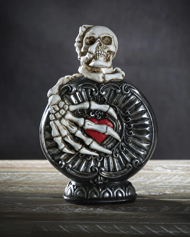 Verzierte Giftflasche mit Totenkopf & Herz 20cm