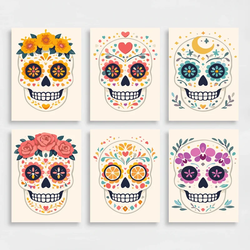 Sugar Skulls - Mini Paint by Numbers Set