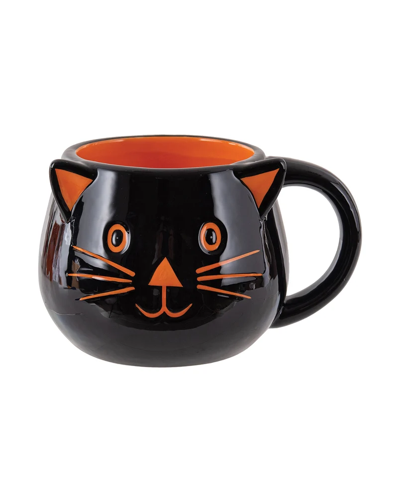 Schwarze Halloween Katzen Tasse
