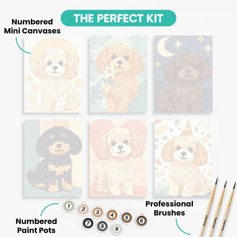Cavapoos - Mini Paint by Numbers Set