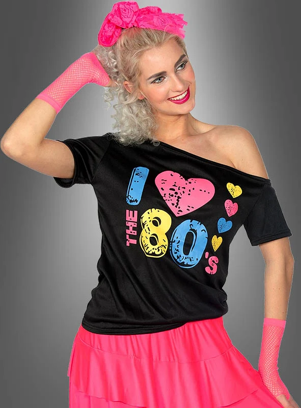 80er Shirt Cold Shoulder Damen