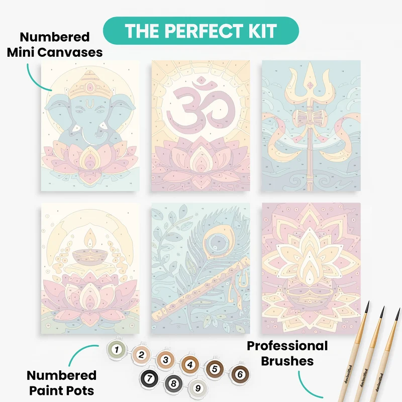 Sacred Hindu Symbols - Mini Paint by Numbers Set