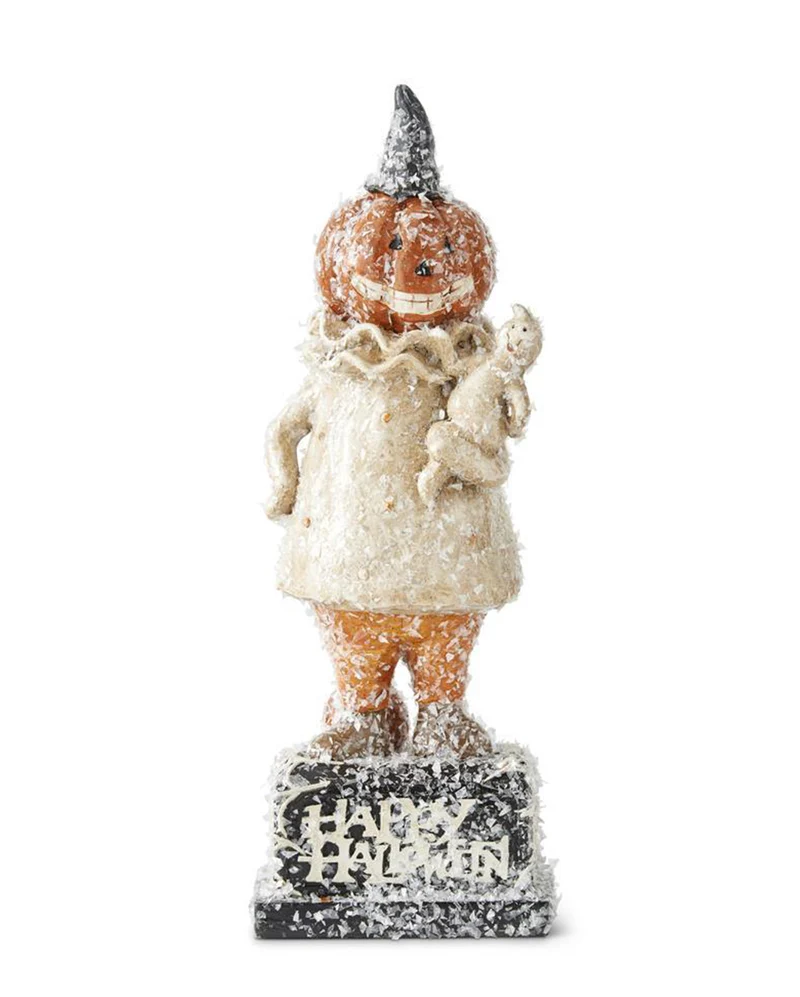 Kürbis Männchen mit Geist & Glitter Flocken 28cm