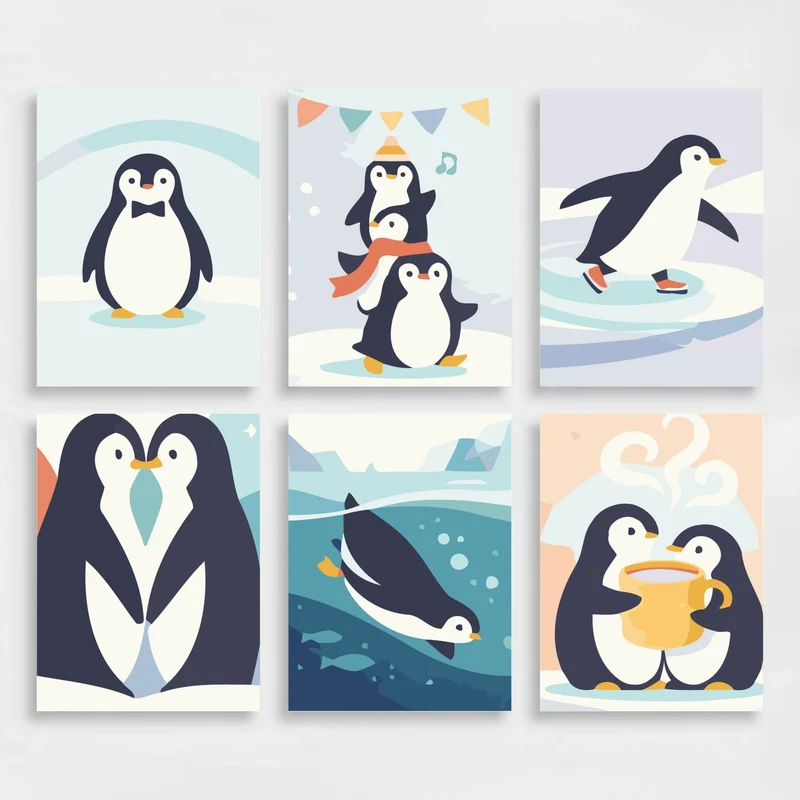 Penguins - Mini Paint by Numbers Set