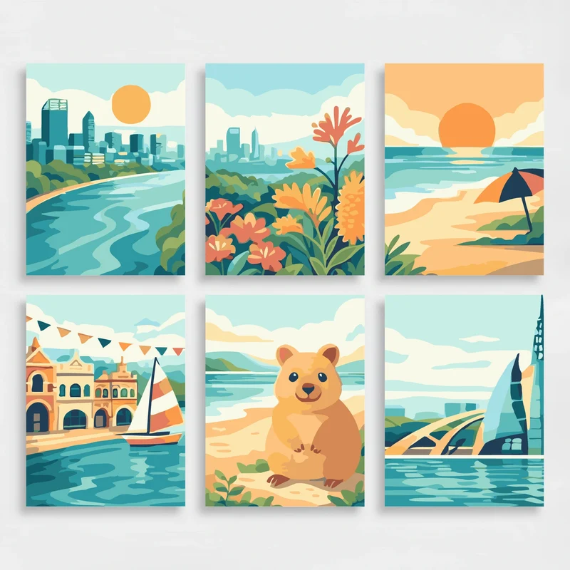 Perth Coastal Scenes - Mini Paint by Numbers Set