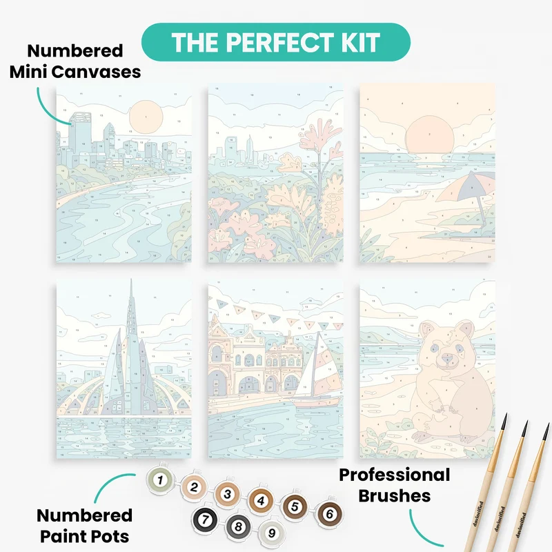 Perth Coastal Scenes - Mini Paint by Numbers Set