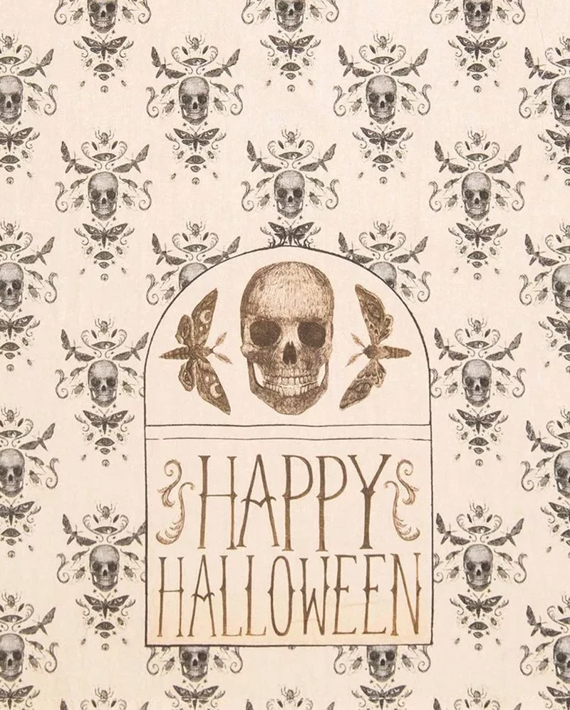 Vintage Happy Halloween & Skull Geschirrtuch