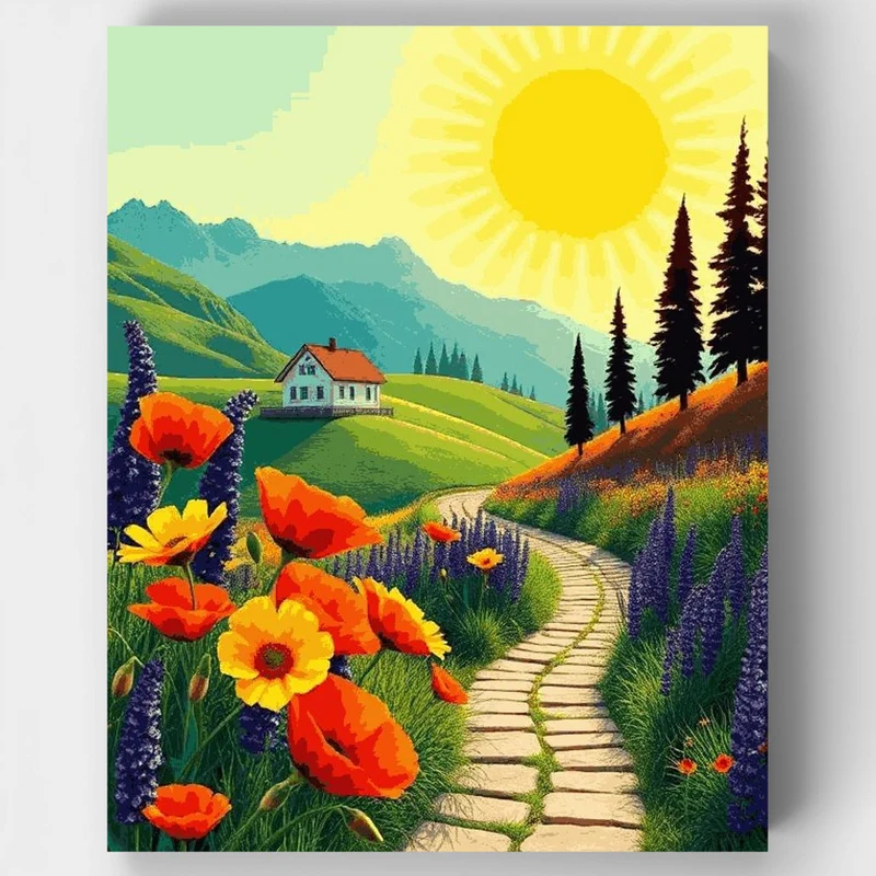 "Golden Morning Cottage" Paint by Numbers Kit