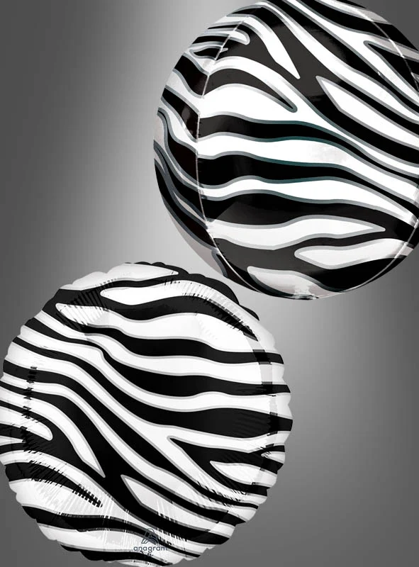 Zebra Folienballon Orbz Kugel oder Scheibe
