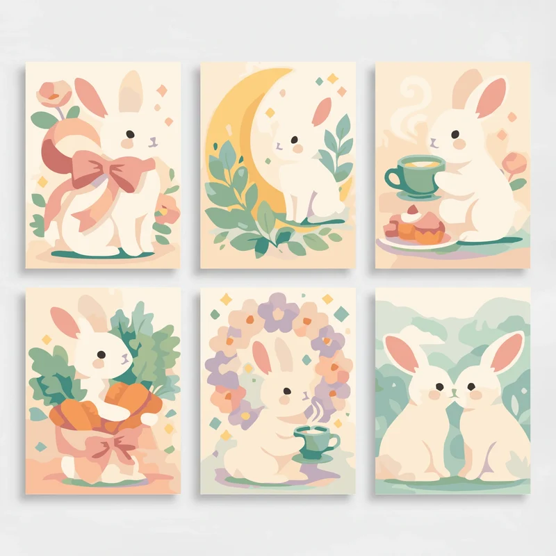 Charming Bunnies - Mini Paint by Numbers Set