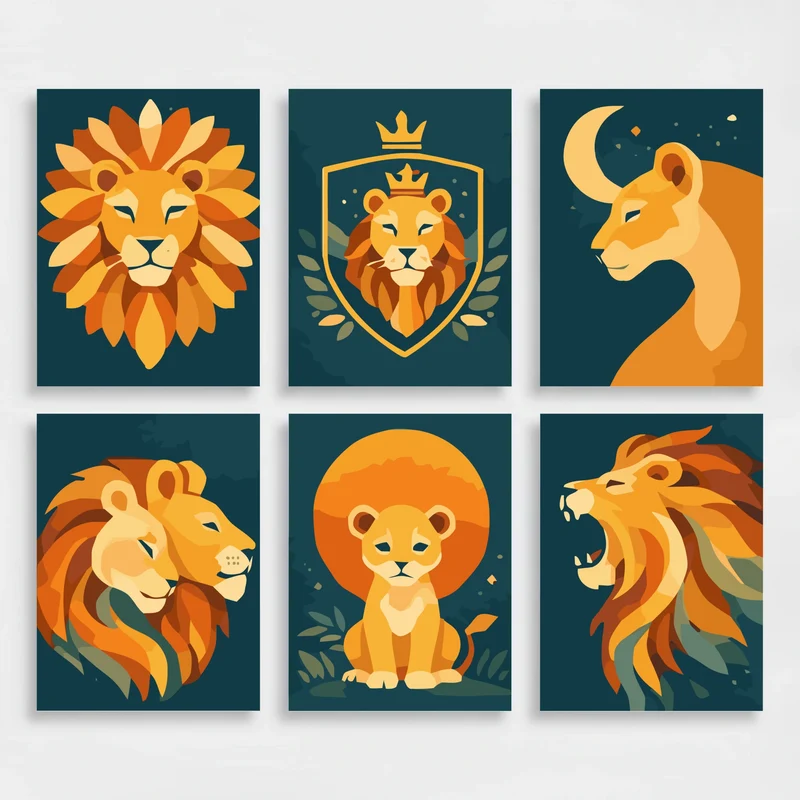 Majestic Lions - Mini Paint by Numbers Set