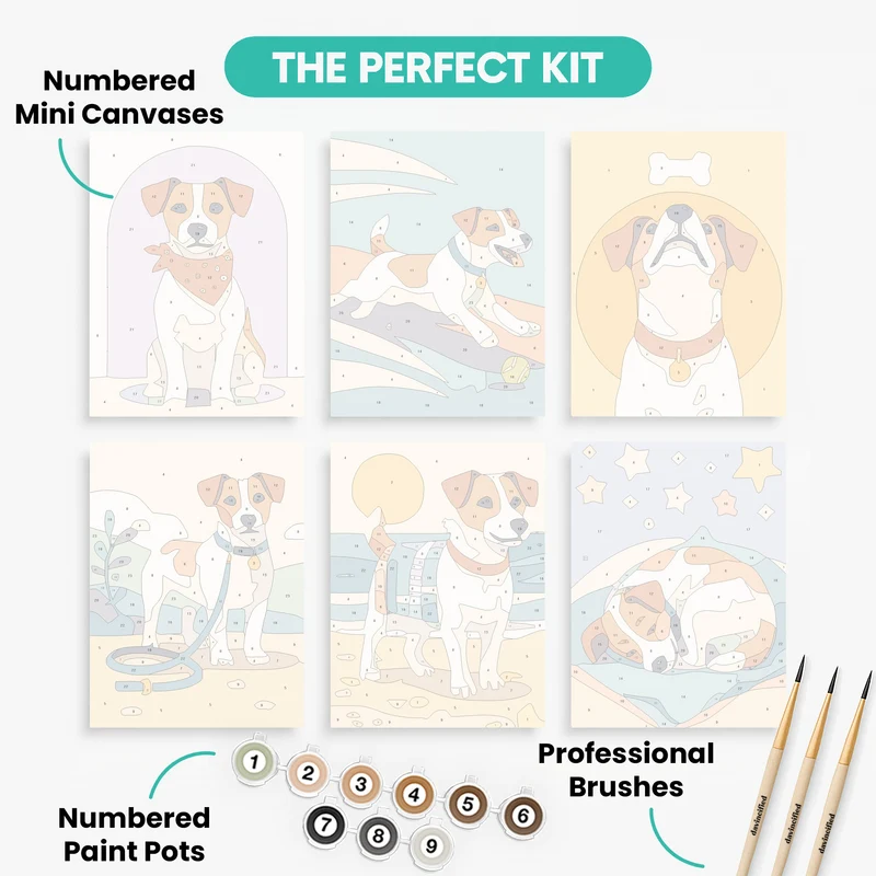 Jack Russell Terriers - Mini Paint by Numbers Set