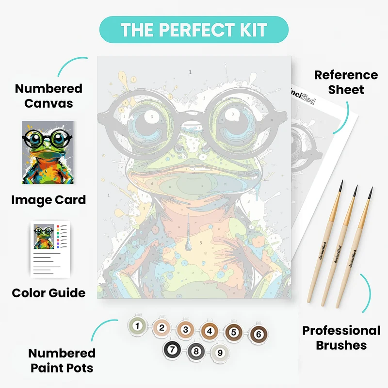 Nerdy Frog with Glasses - Paint by Numbers Kit
