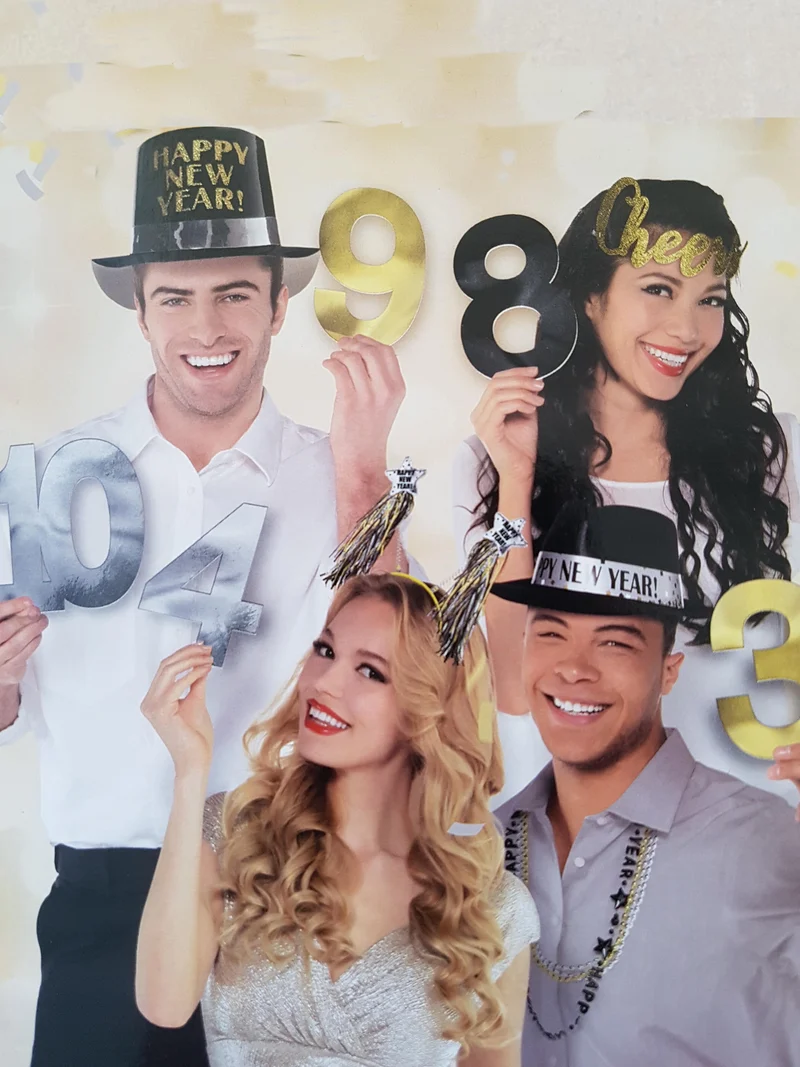 Fotobox Zahlen gold silber Silvester